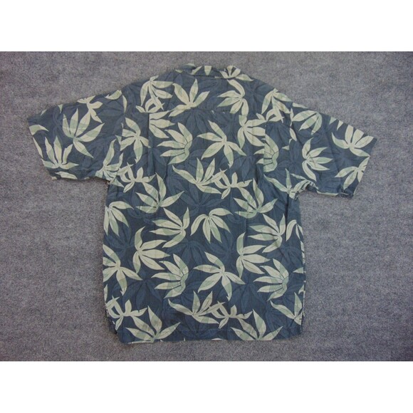 Tommy Bahama Hawaiian Shirt‎ Mens Med Gray Green Floral Palms Aloha - Picture 2 of 7